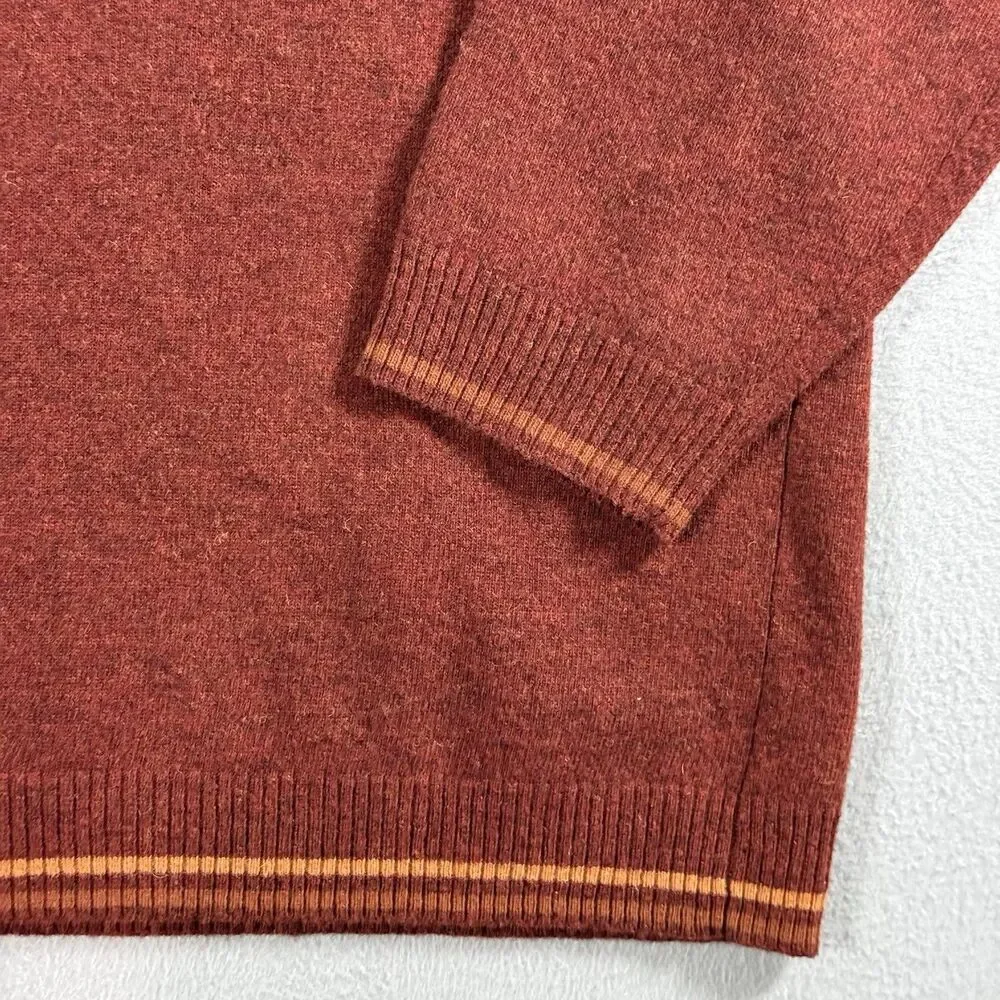 Joseph Abboud Vintage Sweater Mens XL Rust Wool Fair Isle Stripe Hong Kong